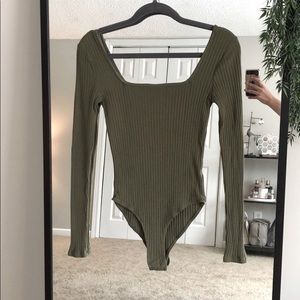 Green Wide Neck Bodysuit